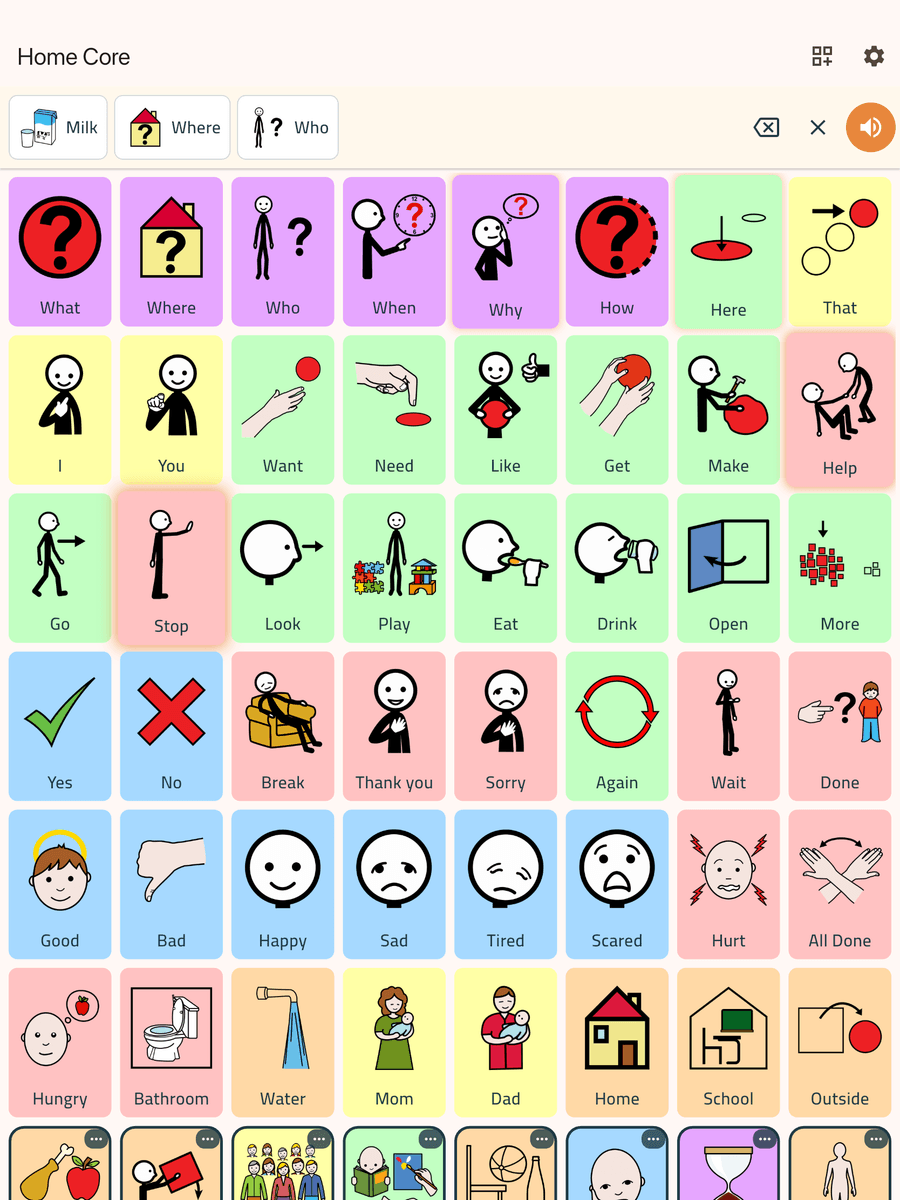 The default Lighthouse AAC communication board